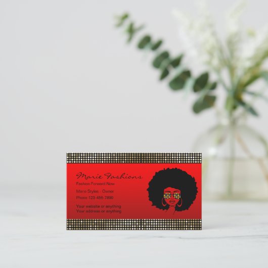 Carte de visite rouge mode classique (Debout devant)