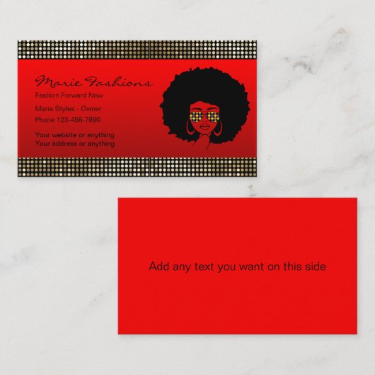 Carte de visite rouge mode classique (Devant / Derrière)