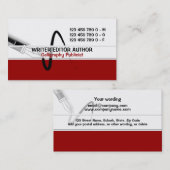 Carte De Visite Rouge moderne d'auteur de stylo-plume (Devant / Derrière)