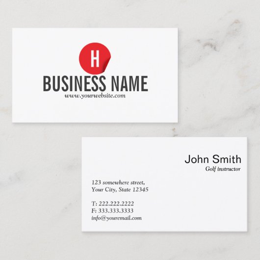 Carte de visite rouge moderne de golf de point (Devant / Derrière)