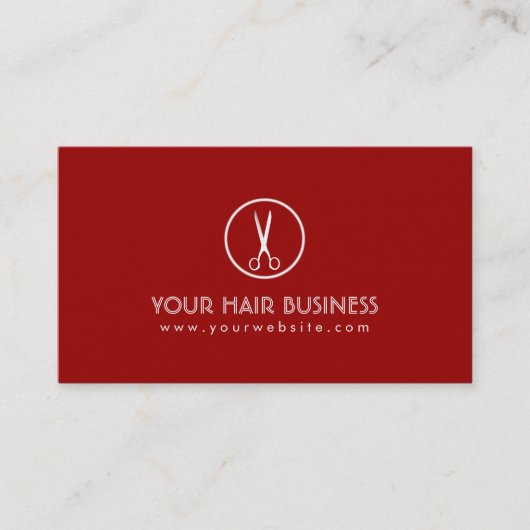 Carte de visite rouge moderne de salon de coiffure (Devant)
