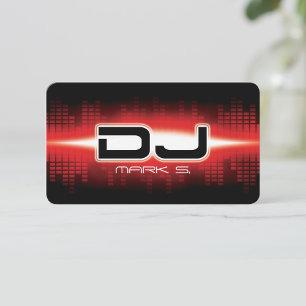 Carte de visite rouge moderne DJ