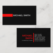 Carte De Visite Rouge moderne élégant en noir clair (Devant / Derrière)