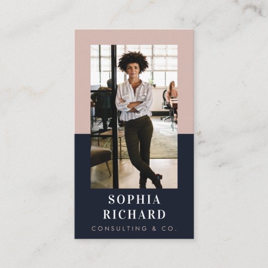 Carte De Visite Rouge Moderne et Élégance Marine Luxueuse Photo Pr (Devant)