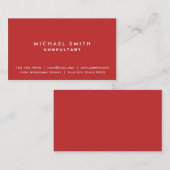 Carte De Visite Rouge moderne simple simple professionnel élégant (Devant / Derrière)