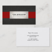 Carte De Visite Rouge noir argent moderne rayé (Devant / Derrière)