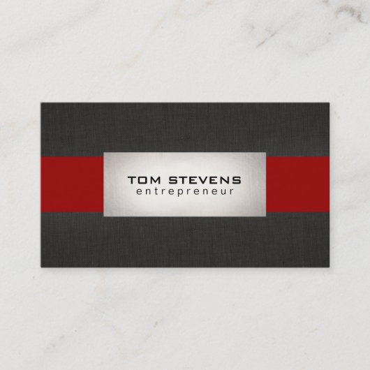 Carte De Visite Rouge noir argent moderne rayé (Devant)