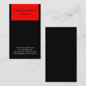 Carte De Visite Rouge Noir Couleur Unique Créative (Devant / Derrière)