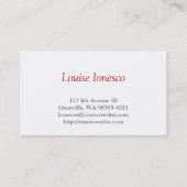 Carte De Visite Rouge noir d'auteur (Dos)