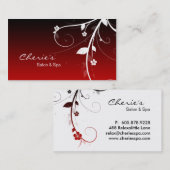 Carte de visite rouge noir de salon de (Devant / Derrière)