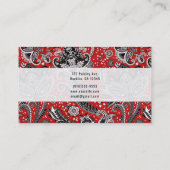 Carte De Visite Rouge noir et blanc Floral Paisley Bohemian Boho (Dos)