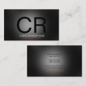 Carte de visite rouge noir gris monogramme (Devant / Derrière)