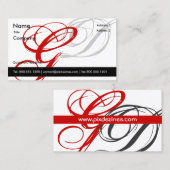 carte de visite rouge noir Monogramme A à Z (Devant / Derrière)