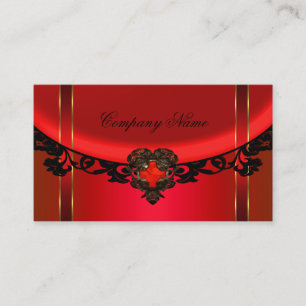 Carte De Visite Rouge Noir Or Élégant Boutique Profil Rouge