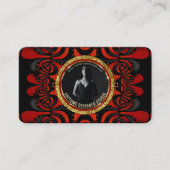 Carte De Visite Rouge Noir + Or Funky Gothique Créatif (Devant)