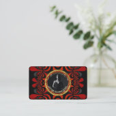 Carte De Visite Rouge Noir + Or Funky Gothique Créatif (Debout devant)