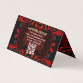 Carte De Visite Rouge Noir + Or Funky Gothique Créatif (Dos)