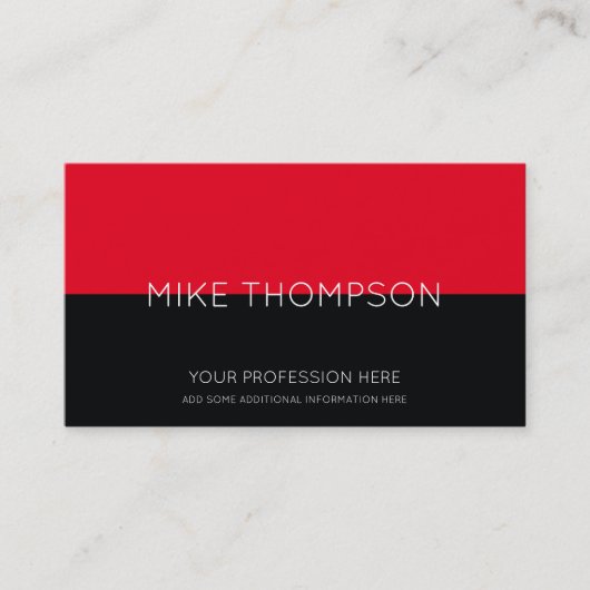 Carte De Visite rouge & noir, simple, cool & moderne (Devant)