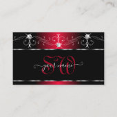 Carte De Visite Rouge noir Squigles Bijoux étincelants Initiales O (Devant)