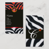 Carte De Visite ROUGE NOIR ZEBRA FUR MONOGRAM, Ruby (Devant / Derrière)