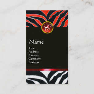 Carte De Visite ROUGE NOIR ZEBRA FUR MONOGRAM, Ruby