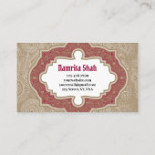 Carte De Visite Rouge or élégant Damask moderne Motif Paisleys (Dos)