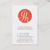 Carte De Visite Rouge orange blanc cercle initial moderne (Devant)