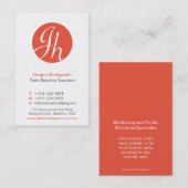 Carte De Visite Rouge orange blanc cercle initial moderne (Devant / Derrière)