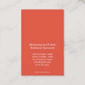 Carte De Visite Rouge orange blanc cercle initial moderne (Dos)