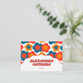 Carte De Visite Rouge Orange Bleu Fleur Y2K Vêtements faits main (Debout devant)