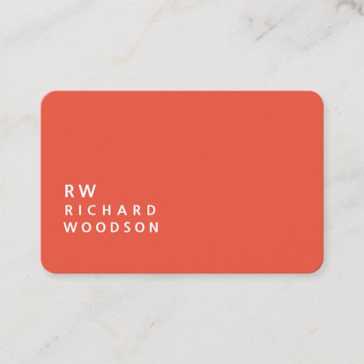 Carte De Visite Rouge orange gras avec nom entrepreneur initial (Devant)