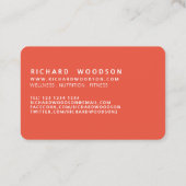 Carte De Visite Rouge orange gras avec nom entrepreneur initial (Dos)