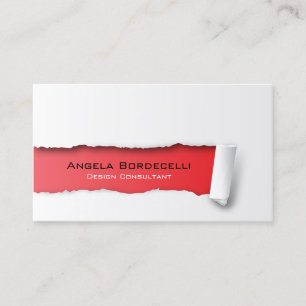 Carte de visite rouge papier déchiré