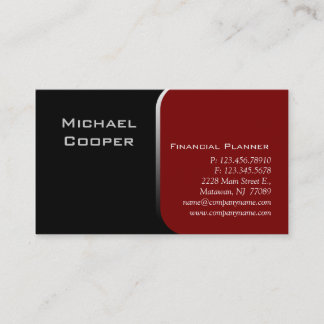 Carte De Visite Rouge professionnel 2 de planificateur financier