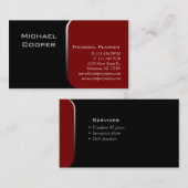 Carte De Visite Rouge professionnel 2 de planificateur financier (Devant / Derrière)