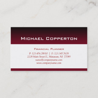 Carte De Visite Rouge professionnel de planificateur financier de