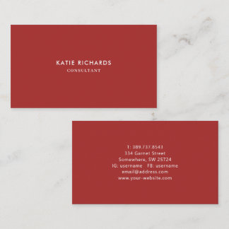 Carte de visite rouge professionnel minimaliste