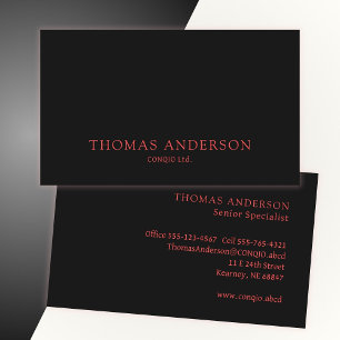 Carte De Visite Rouge professionnel moderne en noir