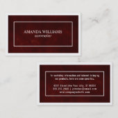 Carte De Visite Rouge profond // Bordures (blanc) (Devant / Derrière)