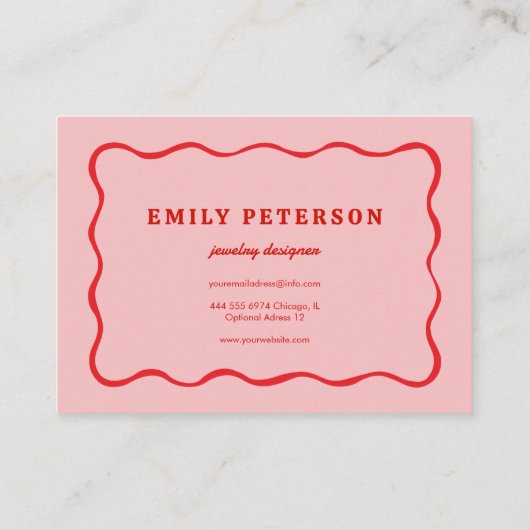 Carte de visite rouge rose (Dos)