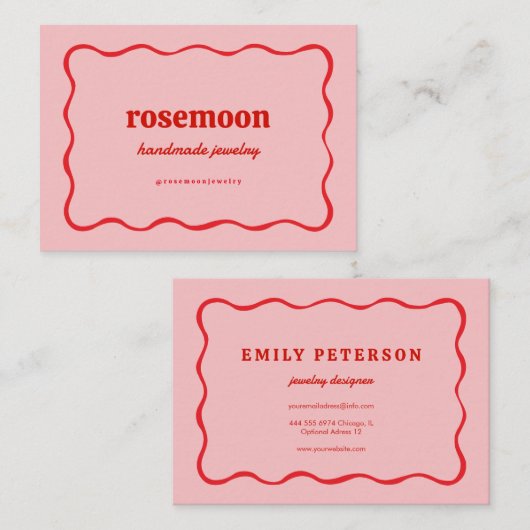 Carte de visite rouge rose (Devant / Derrière)