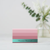 Carte De Visite Rouge Rose dégradé avec texte personnalisé Turquoi (Debout devant)