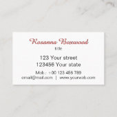 Carte De Visite Rouge Rose dégradé avec texte personnalisé Turquoi (Dos)