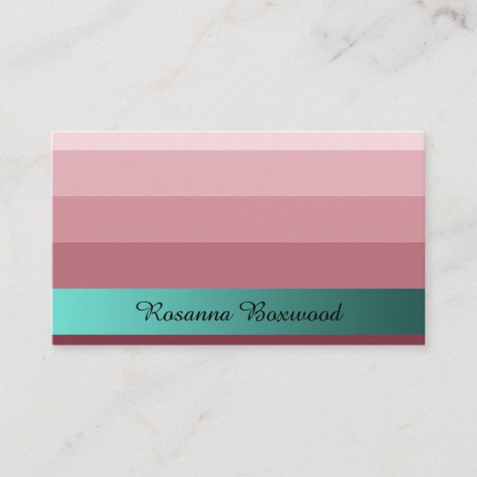 Carte De Visite Rouge Rose dégradé avec texte personnalisé Turquoi (Devant)