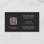 Carte De Visite Rouge rose Floral noir l QR Code (Dos)