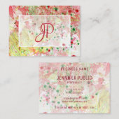 Carte De Visite Rouge rose Jaune Vert moderne Abstrait élégant (Devant / Derrière)