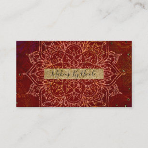Carte De Visite Rouge Rouille Mandala Or Glamour Moderne Chic