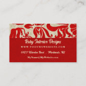 Carte De Visite Rouge rubis avec Damas Taupe Imprimer (Dos)