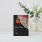 Carte De Visite ROUGE RUBIS DAMAS MONOGRAMME 3 fuchsia vert rose b (Debout devant)