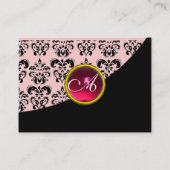 Carte De Visite ROUGE RUBIS DAMASSÉ MONOGRAMME rose fuchsia (Dos)